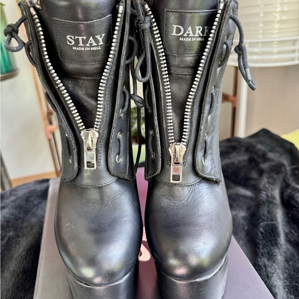 Current Mood Black Lace Up Boots with Chunky Sole